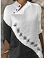 cheap Graphic Linen Dresses-Women&#039;s White Dress Casual Dress Cotton Linen Dress Mini Dress Patchwork Button Daily Vacation V Neck Half Sleeve Summer Spring White Floral Flower