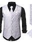 cheap Vests-Men&#039;s Casual Business Vests Lightweight Waistcoat Pattern Tailored Fit V Neck 5 Silver Black White 2023