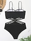 cheap One-piece swimsuits-Women&#039;s Normal Swimwear One Piece Monokini wrap Swimsuit Cut Out Plain Beach Wear Summer Bathing Suits