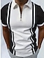 cheap Zip Polo Shirt-Men&#039;s Golf Shirt Polo Casual Daily Quarter Zip Short Sleeve Sports Fashion Color Block Striped Zipper Quarter Zip Summer Spring Regular Fit Black Navy Blue Apricot Gray Golf Shirt