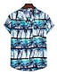 cheap Men&#039;s Summer Hawaiian Shirts-Men&#039;s Shirt Button Up Shirt Casual Shirt Summer Shirt Beach Shirt White Yellow Royal Blue Blue Orange Short Sleeve Print Flower / Plants Shirt Collar Outdoor Going out Print Clothing Apparel