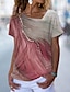 olcso Női pólók-Női Póló Grafika Nyomtatott Napi Hétvége Alap Rövid ujjú V-alakú Arcpír rózsaszín