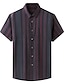 cheap Men&#039;s Casual Shirts-Men&#039;s Shirt Striped Turndown Dark Green Drak Red Plus Size Outdoor Vacation Short Sleeve Clothing Apparel Modern Style Retro Vintage