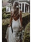 cheap Wedding Dresses-Beach Open Back Boho Wedding Dresses Mermaid / Trumpet Halter Neck Sleeveless Chapel Train Lace Bridal Gowns With Appliques Solid Color 2024
