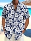 رخيصةأون قميص هاواي للرجال-رجالي قميص غير رسمي قميص صيفي قميص الشاطئ قميص هاواي أحمر أزرق أخضر كم قصير زهرة / نباتات Lapel للربيع والصيف ستايل هاواي مناسب للعطلات ملابس طباعة