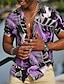 billiga lägerskjortor för män-Herr Skjorta Hawaii skjorta Grafiska tryck Löv Kubansk krage Svart Gul Rubinrött Blå Purpur Utomhus Ledigt Kortärmad Mönster Kläder Sport Mode Streetwear Designer