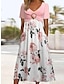 preiswerte Bedruckte Kleider-Damen A Linie Kleid Pinkes Kleid Blumen Bedruckt V Ausschnitt Midikleid Täglich Kurzarm Sommer Frühling