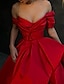 tanie Suknie wieczorowe-Krój A suknia wieczorowa sukienka wieczorowa czerwony zielony sukienka bal maskowy bal rozcięcie / tren szczotkowany bez rękawów z odsłoniętymi ramionami satyna z rozcięciem 2024