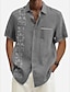 billiga Hawaiiskjorta för män-Herr Skjorta Aloha skjorta Blommig Grafiska tryck Nedvikt Gul Grön Grå+Blå Svart + Svart Blå + Blå 3D-tryck Utomhus Gata Långärmad Mönster Button-Down Kläder Linne Mode Designer Ledigt