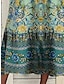 cheap Print Dresses-Women&#039;s Floral Ruched Print V Neck Midi Dress Vintage Ethnic Daily Vacation 3/4 Length Sleeve Summer Spring