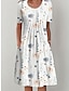 cheap Print Dresses-Women&#039;s Floral Ruched Print Crew Neck Midi Dress Daily Vacation Short Sleeve Summer Spring