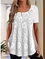 cheap Basic Women&#039;s Tops-Women&#039;s Shirt Lace Shirt Blouse Plain Lace Casual Basic Short Sleeve V Neck White