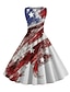 Χαμηλού Κόστους Πάρτι Φορέματα-γυναικεία ρετρό vintage φορέματα τσαγιού της δεκαετίας του 1950 midi φόρεμα καθημερινή ραντεβού με στάμπα αμερικάνικη σημαία πλήρωμα λαιμόκοψη αμάνικο λεπτό, καλοκαίρι άνοιξη 2023 μαύρο λευκό s m l xl