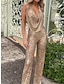 cheap Women&#039;s Rompers-Women‘s Romper Backless Sparkly Sequin Solid Color Halter Neck Sexy Party Prom Straight Slim Sleeveless Sleeveless Silver Gold Green XS S M All Seasons