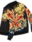 cheap Men&#039;s Print Bomber Jackets-Fish Japanese Mens 3D Shirt For Festival | Black Winter Nylon | Floral Fashion Sport Casual Daily Men&#039;S Coat Sports &amp; Outdoor Wear Going Fall Standing Collar Long Sleeve Red