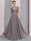 cheap Mother of Bride Dresses with Jacket-A-Line Mother of the Bride Dress Formal Wedding Guest Elegant Scoop Neck Floor Length Chiffon Lace Half Sleeve Wrap Included with Pleats Beading Appliques 2024