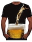 voordelige 3D-T-shirt voor heren-Voor heren Overhemd T-shirt Grafisch 3D Bier Ronde hals Donker Grijs A B C D Grote maten Uitgaan Weekend Korte mouw Kleding Basic