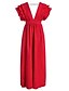 preiswerte abendkleider-damen swingkleid maxi langes kleid grün schwarz rot hellblau ärmellos einfarbig rückenfrei rüschen frühling sommer tiefes v prom dress party hot sexy 2022 s m l xl xxl 3xl / hohe taille