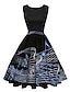 billige Festkjoler-kvinders retro 1950&#039;er vintage te-kjoler midikjole daglig date ruched print note rund hals ærmeløs slim sommer forår 2023 gul blå s m l xl