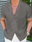 cheap Street-Men's Shirt Linen Shirt Summer Shirt Beach Wear Button Up Shirt Plain Casual Daily White Short Sleeve Camp Collar Summer Clothing Apparel