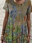Χαμηλού Κόστους Print Φορέματα-Γυναικεία Καθημερινό φόρεμα Φόρεμα ριχτό Μακρύ Φόρεμα Μάξι Φόρεμα Κρασί Θαλασσί Πράσινο του τριφυλλιού Κοντομάνικο Φλοράλ Στάμπα Καλοκαίρι Άνοιξη Στρογγυλή Ψηλή Λαιμόκοψη Βίντατζ