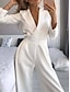 cheap Vacation Jumpsuit-Women&#039;s Jumpsuit for Special Occasions Pocket High Waist Solid Color V Neck Streetwear Office Work Regular Fit Long Sleeve Black White Wine S M L Summer
