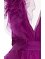 abordables Robes de Soirée-robe de soirée trapèze robe de style célébrité robe rouge vert robe de mariage formelle invité longueur au sol sans manches col en v en mousseline de soie avec fente couleur pure 2024