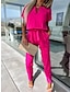 billige uformelle jumpsuits-jumpsuits for kvinner tilfeldig sommer snøring høy midje ensfarget rund hals forretningskontorarbeid løs passform kortermet svart rosa fuchsia s m l