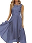 cheap Romantic Lace Dresses-Women&#039;s Party Dress Lace Dress Wedding Guest Dress Midi Dress Blue Green Dark Blue Sleeveless Pure Color Lace Summer Spring Fall Crew Neck Fashion Wedding Guest Vacation Summer Dress Loose Fit 2023 S