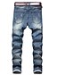 billige Jeans til mænd-Herre Jeans Bukser Denim bukser Lomme Ribbet Vanlig Komfort Åndbart Daglig I-byen-tøj Bomuldsblanding Mode Afslappet Sort Blå
