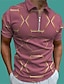 voordelige 3D-ritspolo-Voor heren POLO Shirt Golfshirt Casual Feestdagen Revers Kwart ritssluiting Korte mouw Modieus Basic Grafisch Geometrisch Kwart ritssluiting Zomer Normale pasvorm Blozend Roze POLO Shirt