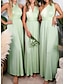 Χαμηλού Κόστους Φορέματα Παρανύμφων-θήκη / κολόνα φόρεμα παράνυμφου καπίστρι αμάνικο μετατρέψιμο σπάντεξ μήκους αστράγαλο με πιέτες / μονόχρωμο 2023