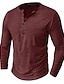preiswerte Lässige T-Shirts für Herren-Herren Henley Shirt T-Shirt langarmshirt Glatt Henley Strasse Urlaub Langarm Bekleidung 100% Baumwolle Modisch Vintage Basic