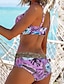 baratos Conjuntos de Bikini-Mulheres Normal Roupa de Banho Biquíni Calção roupa de banho 2 Peças Estampado Floral Roupa de Praia Flexão Fatos de banho