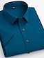 billige Skjorter til mænd-Herre Jakkesætsskjorter Sort Hvid Lysegrøn Kortærmet Ensfarvet / almindelig farve Aftæpning Forår sommer Bryllup Kontor og karriere Tøj