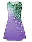 cheap Girl&#039;s 3D Dresses-Kids Little Girls&#039; tank Dress rainbow Color Graphic A Line Dress Daily Holiday Vacation Print Purple Above Knee Sleeveless Casual Cute Sweet Dresses Spring Summer Regular Fit 3-10 Years