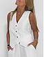 رخيصةأون ملابس علوية أساسية للنساء-نسائي كنزة مجموعات السراويل سهل فضفاض مناسب للبس اليومي أناقة الشارع بدون كم V رقبة أبيض خريف &amp; شتاء