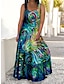 Χαμηλού Κόστους Plus Size Casual Φορέματα-Γυναικεία Μεγάλα Μεγέθη Καμπύλη Καθημερινό φόρεμα Φόρεμα ριχτό από τη μέση και κάτω Φόρεμα με λεπτή τιράντα Πεταλούδα Παγόνι Μακρύ φόρεμα Αμάνικο Στάμπα Τιράντες Ρομαντικό Καθημερινά