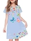 cheap Girl&#039;s 3D Dresses-Kids Little Girls&#039; Dress Floral Butterfly Animal A Line Dress Daily Holiday Vacation Print White Above Knee Short Sleeve Casual Cute Sweet Dresses Spring Summer Regular Fit 3-12 Years