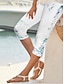 cheap Leggings-Women&#039;s Capri shorts Normal Polyester Animal Flower / Floral Black-White White Fashion Mid Waist Calf-Length Casual Weekend Autumn / Fall