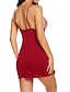 billiga grundläggande nattklänningar-kvinnors spetsklänning nyårsafton klänning bandklänning miniklänning sexig mysig spets rygglös enfärgad band hemlounge svart röd sommar vår