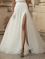 cheap Wedding Dresses-Beach Boho Wedding Dresses A-Line Separates Separates Sweep / Brush Train Satin Bridal Skirts Bridal Gowns With Split Front Solid Color 2024