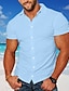 cheap Cotton Linen Shirt-Men&#039;s Shirt Linen Shirt Button Up Shirt Summer Shirt Beach Shirt Blue Army Green Gray Short Sleeve Plain Lapel Summer Casual Daily Clothing Apparel