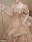 זול שמלות NYE-גזרת A שמלות מסיבה אלגנטית שמלה אורחת חתונה נשף רקודים עד הריצפה שרוולים קצרים צווארון מרובע טול עם פפיון(ים) נצנצים 2024