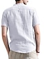 voordelige Katoenen linnen shirt-Voor heren Overhemd Zomer overhemd Strand hemd Wit Koningsblauw Abrikoos Korte mouw Effen Henley Zomer Casual Dagelijks Kleding Voorvak