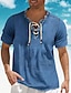 baratos camisa de botão masculina-Homens Camisa Social camisa de botão Camisa casual camisa de verão Camisa Jeans Azul Marinha Azul Azul Claro Manga Curta Tecido Ganga Decote V Diário Férias Com Cordão Roupa Moda Designer Casual