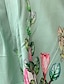 tanie Sukienki z nadrukiem-Damskie Codzienne sukienki Sukienka w kwiatki Sukienka midi Niebieski Fioletowy Zielony Krótki rękaw Kwiaty Z marszczeniami Lato Wiosna Półgolf Podstawowy 2023 S M L XL XXL