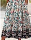 cheap Print Dresses-Women&#039;s Floral Ditsy Floral Ruched Print Crew Neck Midi Dress Bohemia Boho Daily Vacation Short Sleeve Summer Spring
