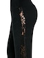 Недорогие Женские брюки-Жен. Расклешенные брюки Большие размеры Полиэстер Полотняное плетение Черный Мода Полная длина Повседневные выходные