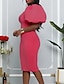 Χαμηλού Κόστους ντιζάιν φορέματα για πάρτι-Γυναικεία Φόρεμα για πάρτυ Φόρεμα σε ευθεία γραμμή Εκκλησιαστικό φόρεμα Μίντι φόρεμα Μαύρο Πράσινο Ανοικτό Ανθισμένο Ροζ Κοντομάνικο Μονόχρωμες Σουρωτά Άνοιξη Καλοκαίρι Στρογγυλή Ψηλή Λαιμόκοψη Πάρτι
